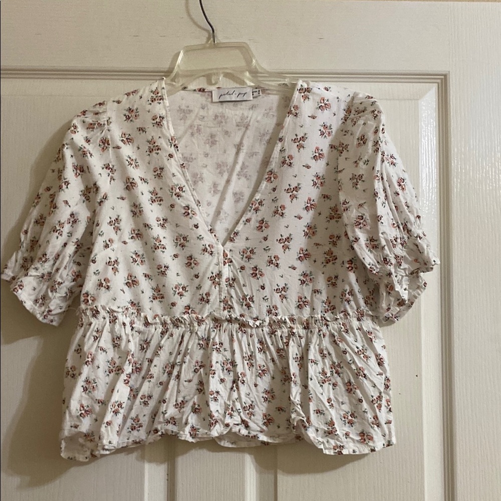 Petal & Pup White Ruffled Crop Blouse